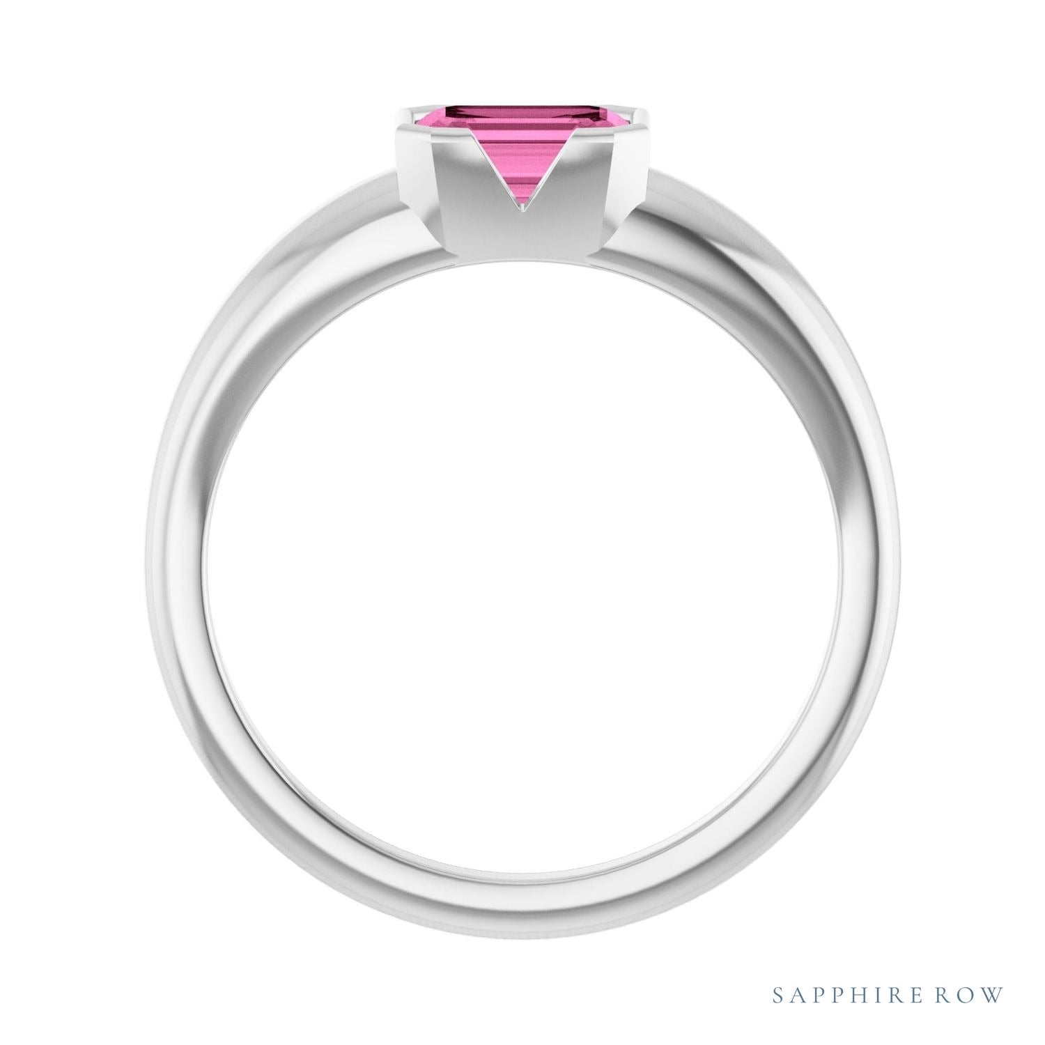 Sapphire Row Lab-Grown Emerald-Cut Gemstone Stacking Ring - Pink Sapphire, Platinum (view 2)