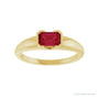Sapphire Row Lab-Grown Emerald-Cut Gemstone Stacking Ring - Ruby, 14K Yellow Gold (view 3)