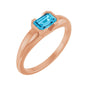 Sapphire Row Lab-Grown Emerald-Cut Gemstone Stacking Ring - Aqua Sapphire, 14K Rose Gold