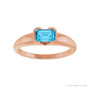 Sapphire Row Lab-Grown Emerald-Cut Gemstone Stacking Ring - Aqua Sapphire, 14K Rose Gold (view 3)