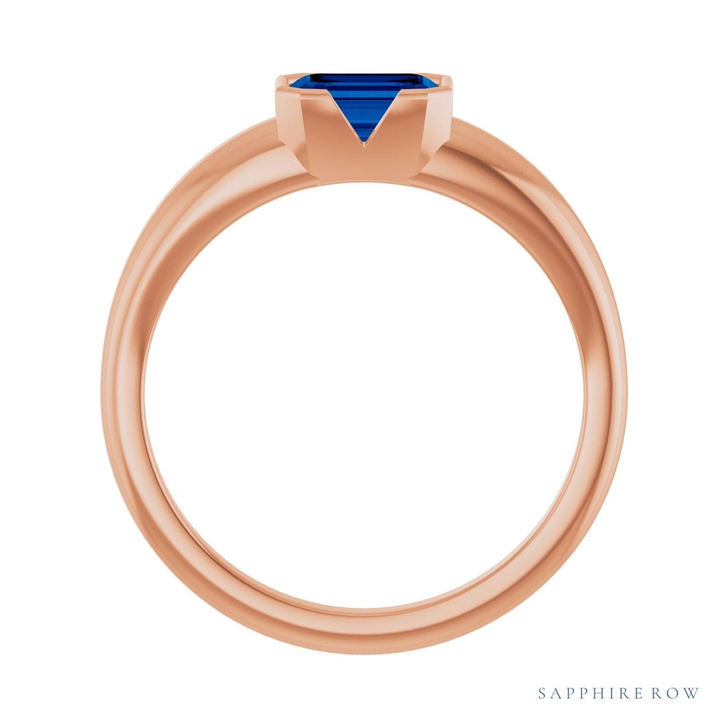 Sapphire Row Lab-Grown Emerald-Cut Gemstone Stacking Ring - Blue Sapphire, 14K Rose Gold (view 2)
