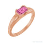 Sapphire Row Lab-Grown Emerald-Cut Gemstone Stacking Ring - Pink Sapphire, 14K Rose Gold