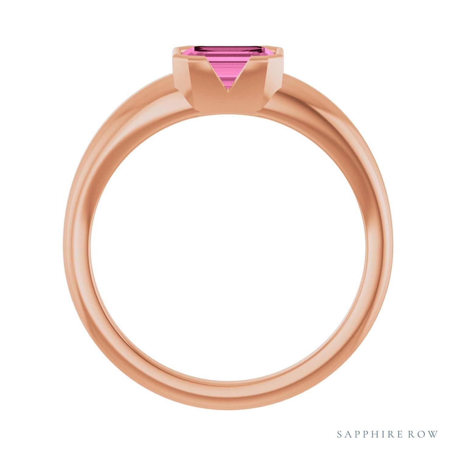 Sapphire Row Lab-Grown Emerald-Cut Gemstone Stacking Ring - Pink Sapphire, 14K Rose Gold (view 2)