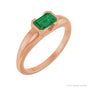 Sapphire Row Lab-Grown Emerald-Cut Gemstone Stacking Ring - Emerald, 14K Rose Gold