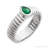 Sapphire Row Natural Gemstone Fluted Pear Ring - Emerald, 14K White Gold