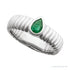 Sapphire Row Natural Gemstone Fluted Pear Ring - Emerald, 14K White Gold (view 4)