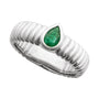 Sapphire Row Natural Gemstone Fluted Pear Ring - Emerald, 14K White Gold (view 4)