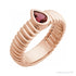 Sapphire Row Natural Gemstone Fluted Pear Ring - Pink Tourmaline, 14K Rose Gold