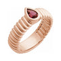 Sapphire Row Natural Gemstone Fluted Pear Ring - Pink Tourmaline, 14K Rose Gold