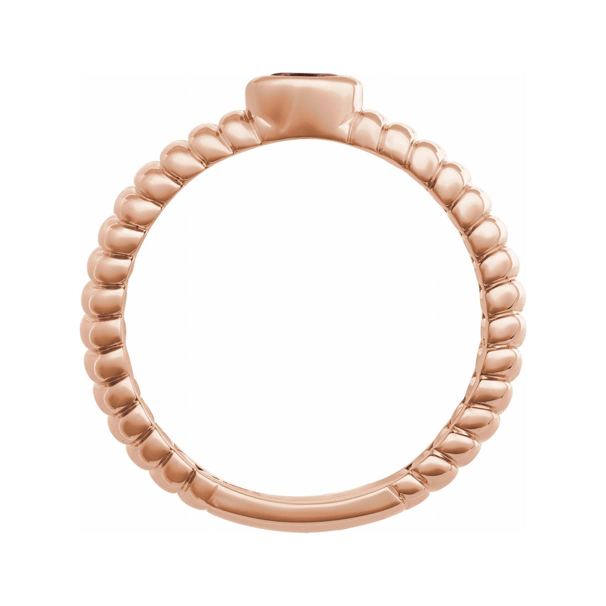 Sapphire Row Natural Gemstone Fluted Pear Ring - Pink Tourmaline, 14K Rose Gold (view 2)