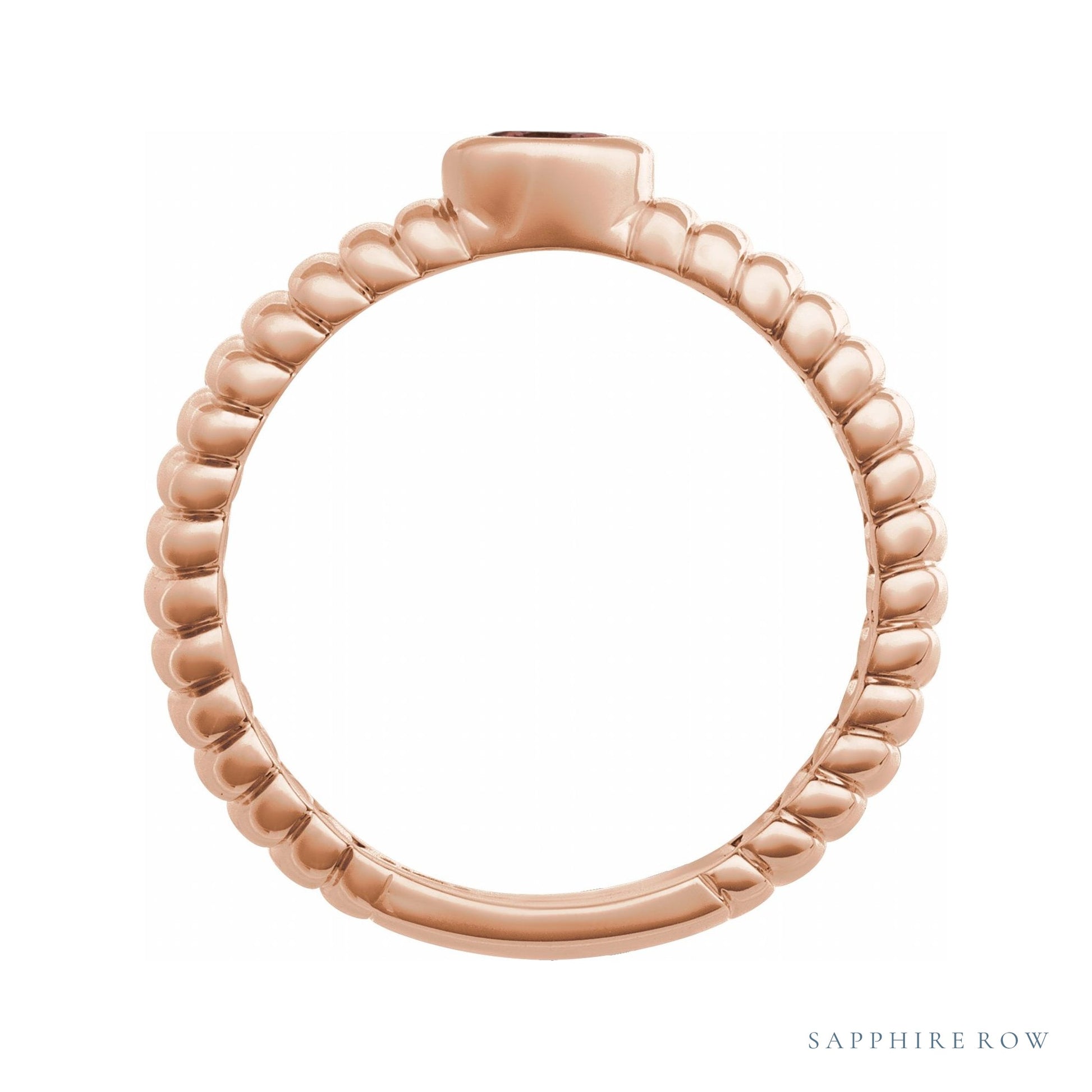 Sapphire Row Natural Gemstone Fluted Pear Ring - Pink Tourmaline, 14K Rose Gold (view 2)