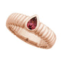 Sapphire Row Natural Gemstone Fluted Pear Ring - Pink Tourmaline, 14K Rose Gold (view 4)