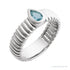 Sapphire Row Natural Gemstone Fluted Pear Ring - Sky Blue Topaz, 14K White Gold