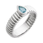 Sapphire Row Natural Gemstone Fluted Pear Ring - Sky Blue Topaz, 14K White Gold