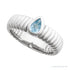 Sapphire Row Natural Gemstone Fluted Pear Ring - Sky Blue Topaz, 14K White Gold (view 4)