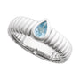 Sapphire Row Natural Gemstone Fluted Pear Ring - Sky Blue Topaz, 14K White Gold (view 4)
