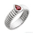 Sapphire Row Natural Gemstone Fluted Pear Ring - Pink Tourmaline, 14K White Gold