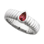 Sapphire Row Natural Gemstone Fluted Pear Ring - Pink Tourmaline, 14K White Gold (view 4)