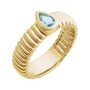 Sapphire Row Natural Gemstone Fluted Pear Ring - Sky Blue Topaz, 14K Yellow Gold