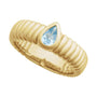 Sapphire Row Natural Gemstone Fluted Pear Ring - Sky Blue Topaz, 14K Yellow Gold (view 4)