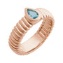 Sapphire Row Natural Gemstone Fluted Pear Ring - Sky Blue Topaz, 14K Rose Gold
