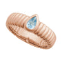Sapphire Row Natural Gemstone Fluted Pear Ring - Sky Blue Topaz, 14K Rose Gold (view 4)