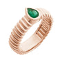 Sapphire Row Natural Gemstone Fluted Pear Ring - Emerald, 14K Rose Gold