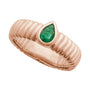 Sapphire Row Natural Gemstone Fluted Pear Ring - Emerald, 14K Rose Gold (view 4)
