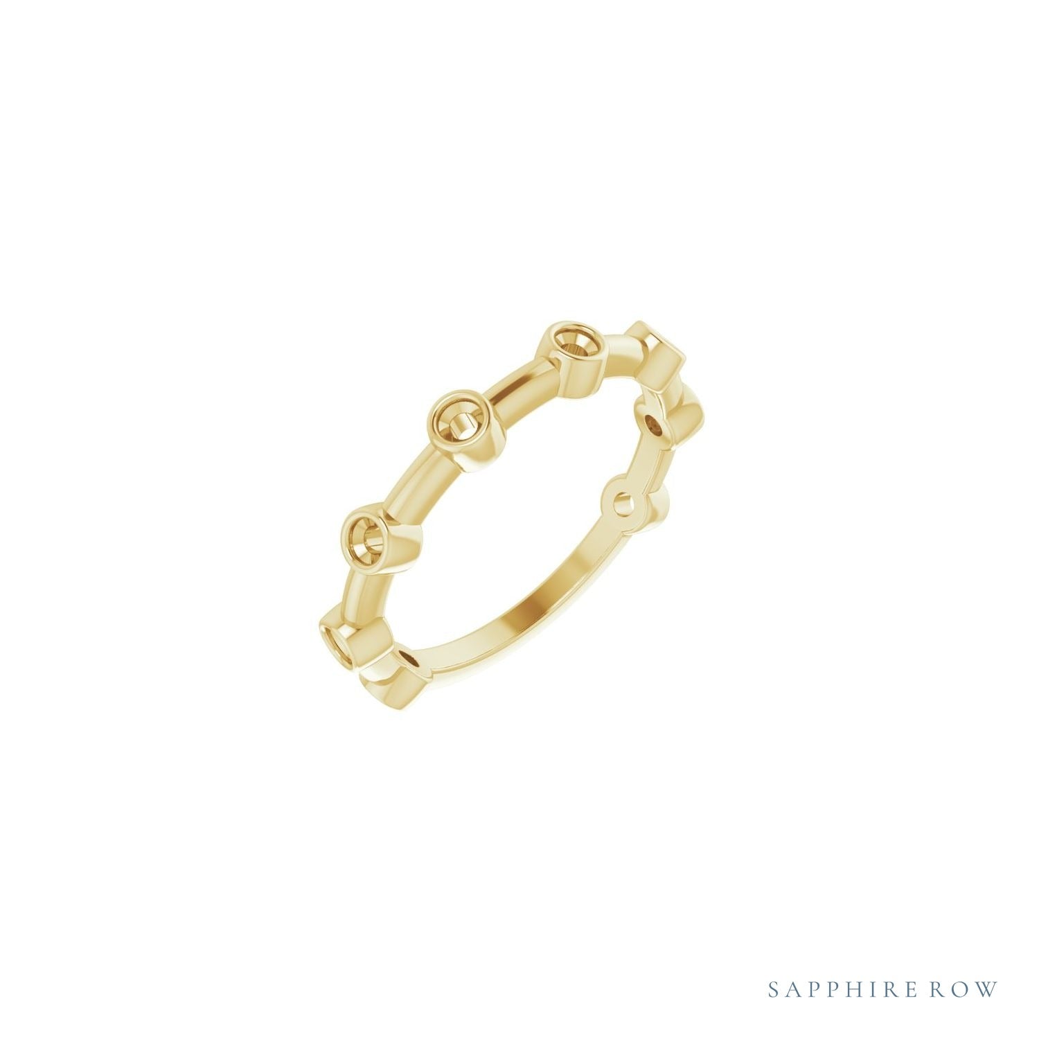 Sapphire Row Natural Gemstone Bezel Station Ring - Ruby, 14K Yellow Gold (view 2)