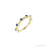 Sapphire Row Natural Gemstone Bezel Station Ring - Blue Sapphire, 14K Yellow Gold