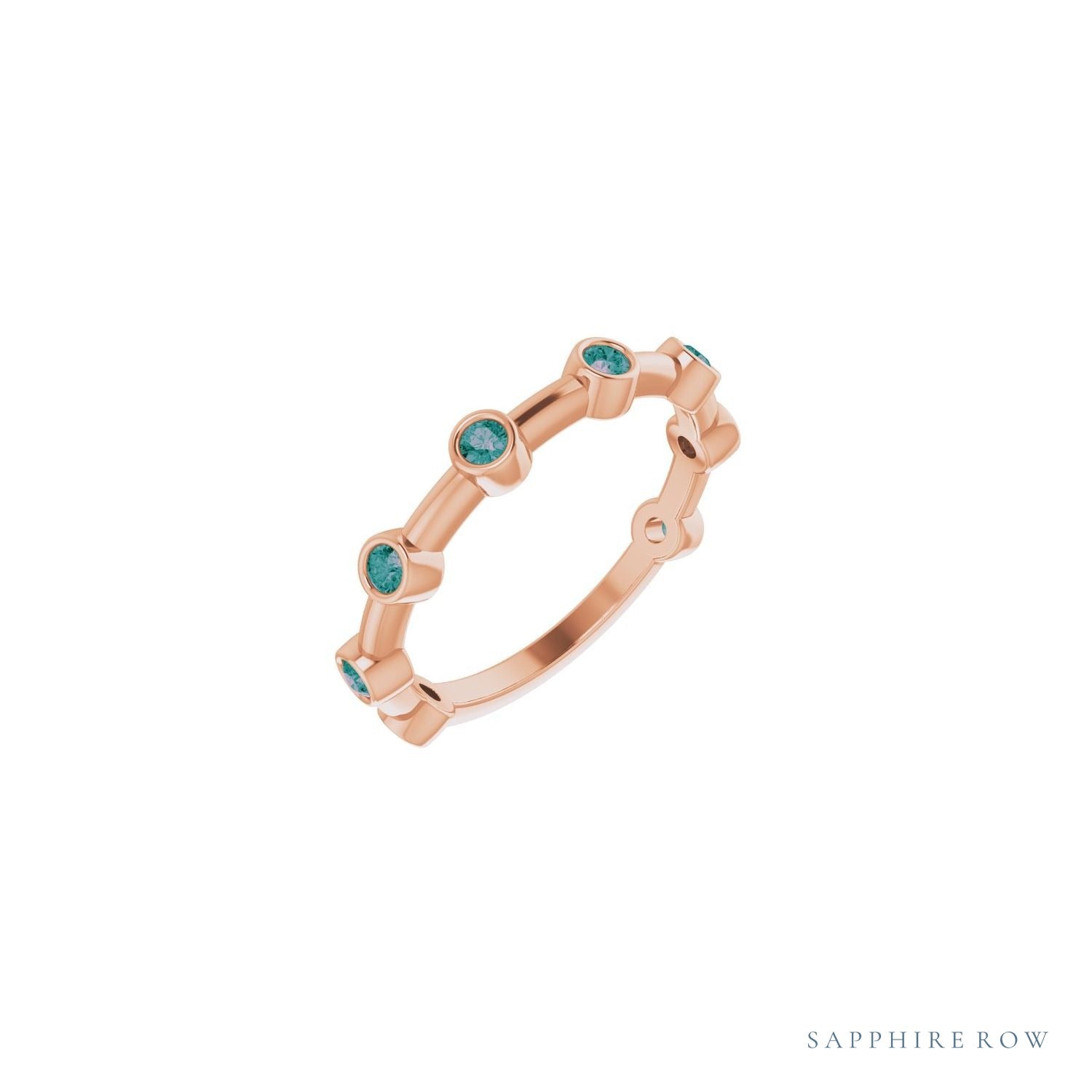 Sapphire Row Natural Gemstone Bezel Station Ring - Alexandrite, 14K Rose Gold