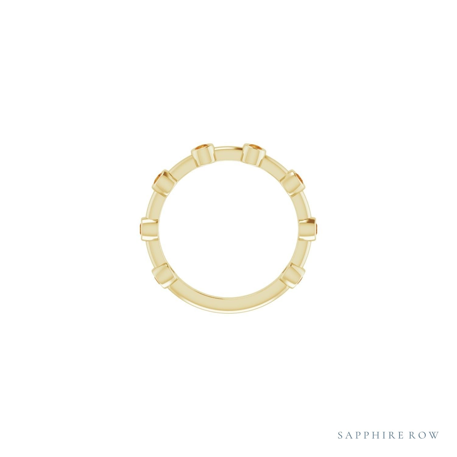 Sapphire Row Natural Gemstone Bezel Station Ring - Citrine, 14K Yellow Gold (view 3)