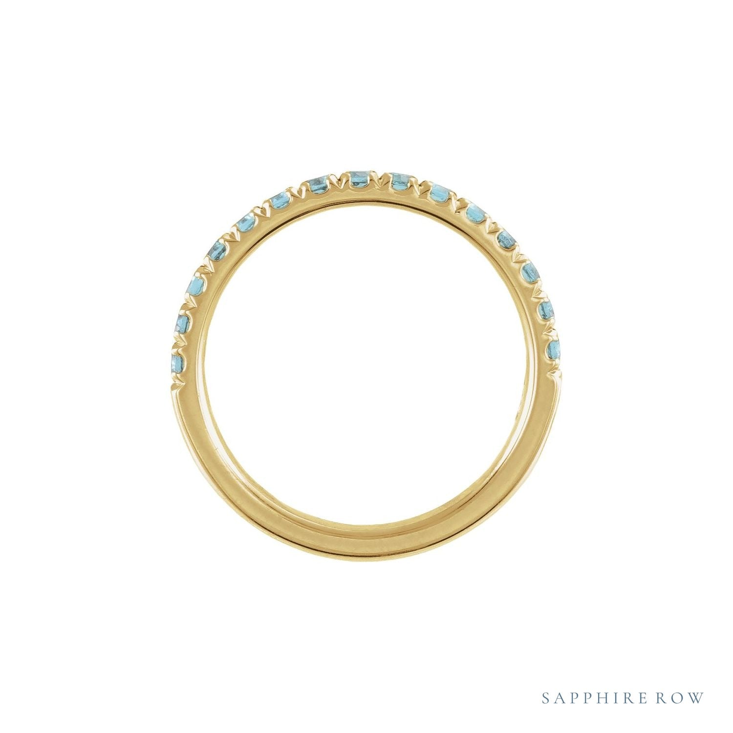 Sapphire Row Natural Birthstone Stacking Ring - Aquamarine, 10K Yellow Gold (view 2)