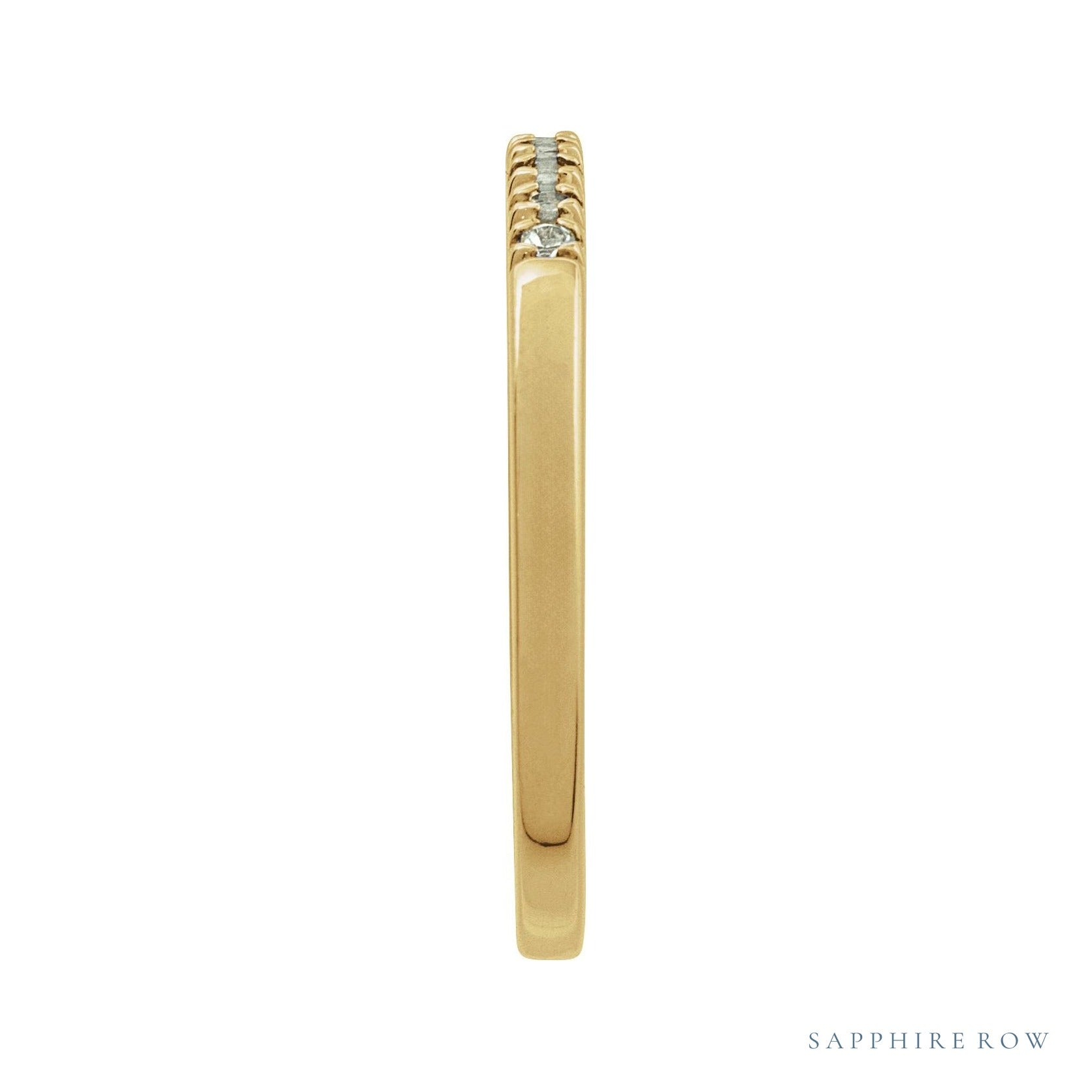 Sapphire Row Natural Birthstone Stacking Ring - Aquamarine, 14K Yellow Gold (view 3)