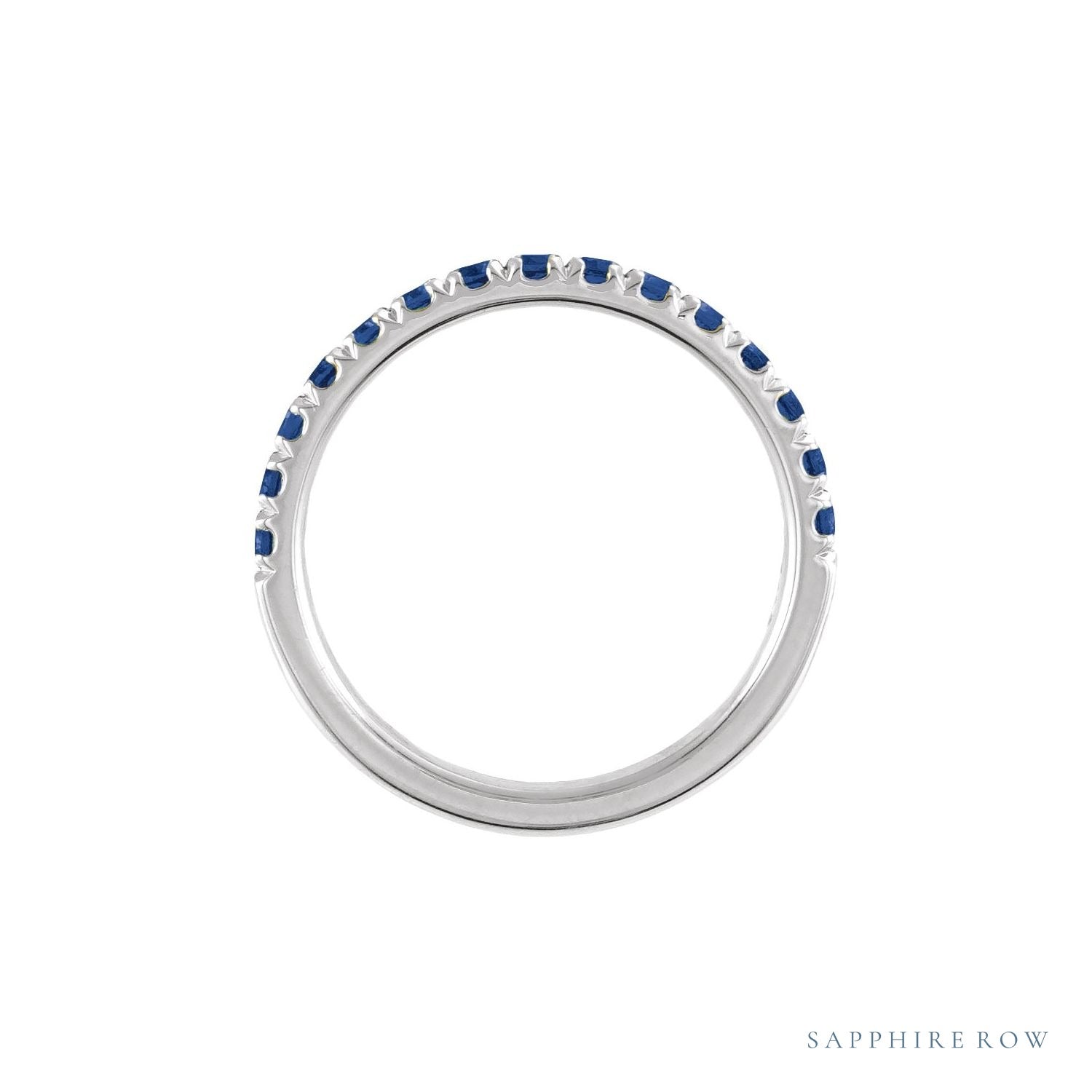 Sapphire Row Natural Birthstone Stacking Ring - Blue Sapphire, 14K White Gold (view 2)