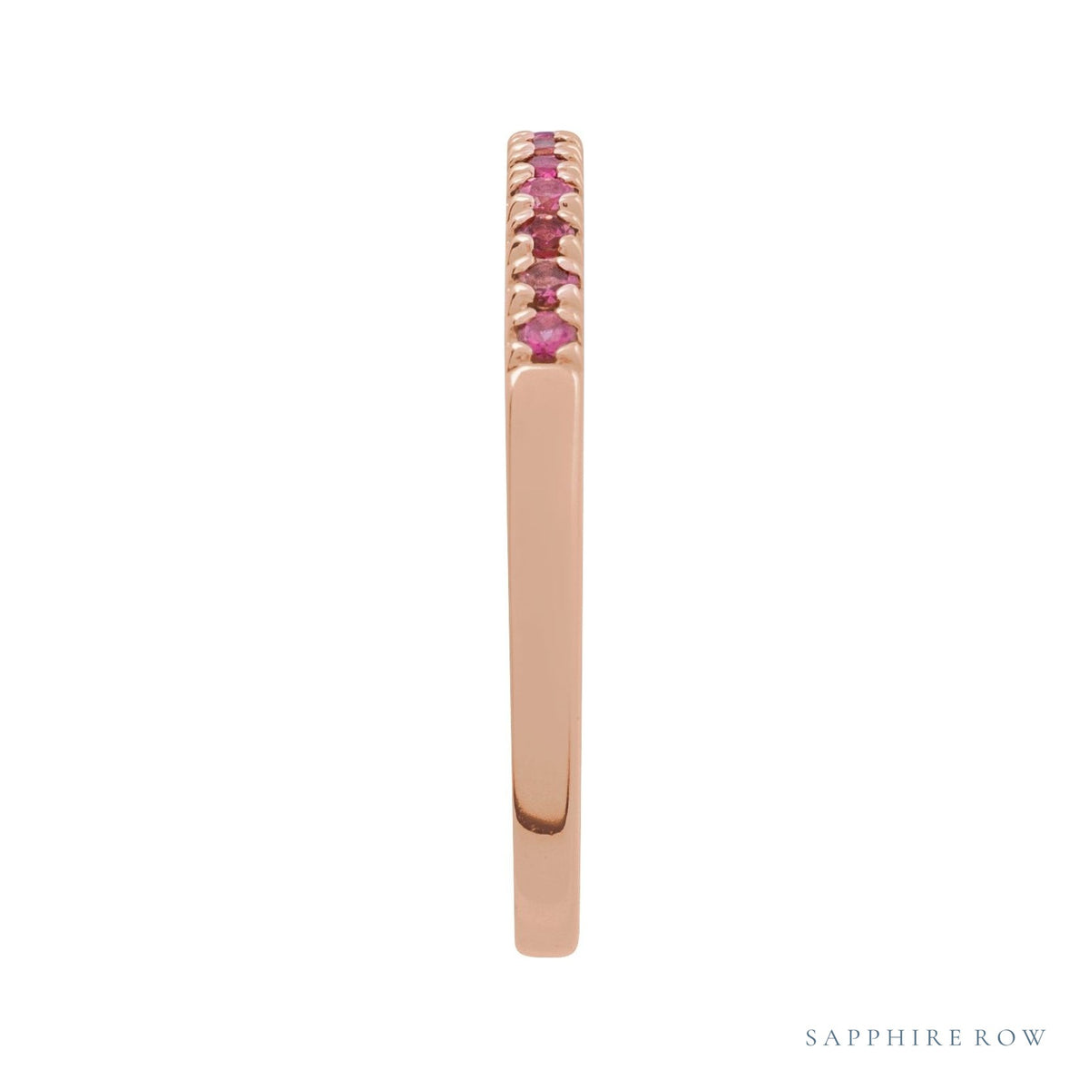 Sapphire Row Natural Birthstone Stacking Ring - Pink Tourmaline, 10K Rose Gold (view 3)