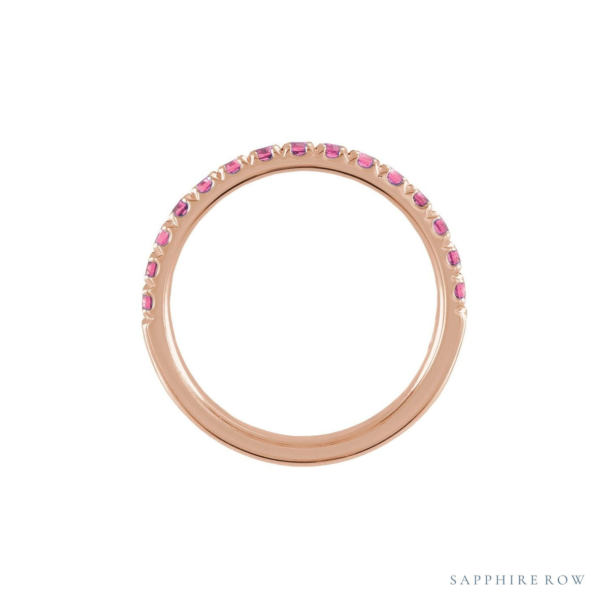 Sapphire Row Natural Birthstone Stacking Ring - Pink Tourmaline, 14K Rose Gold (view 2)