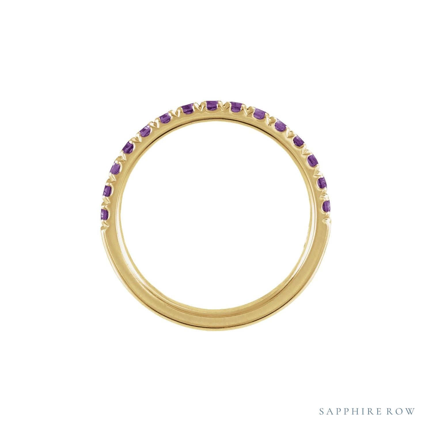 Sapphire Row Natural Birthstone Stacking Ring - Amethyst, 14K Yellow Gold (view 2)