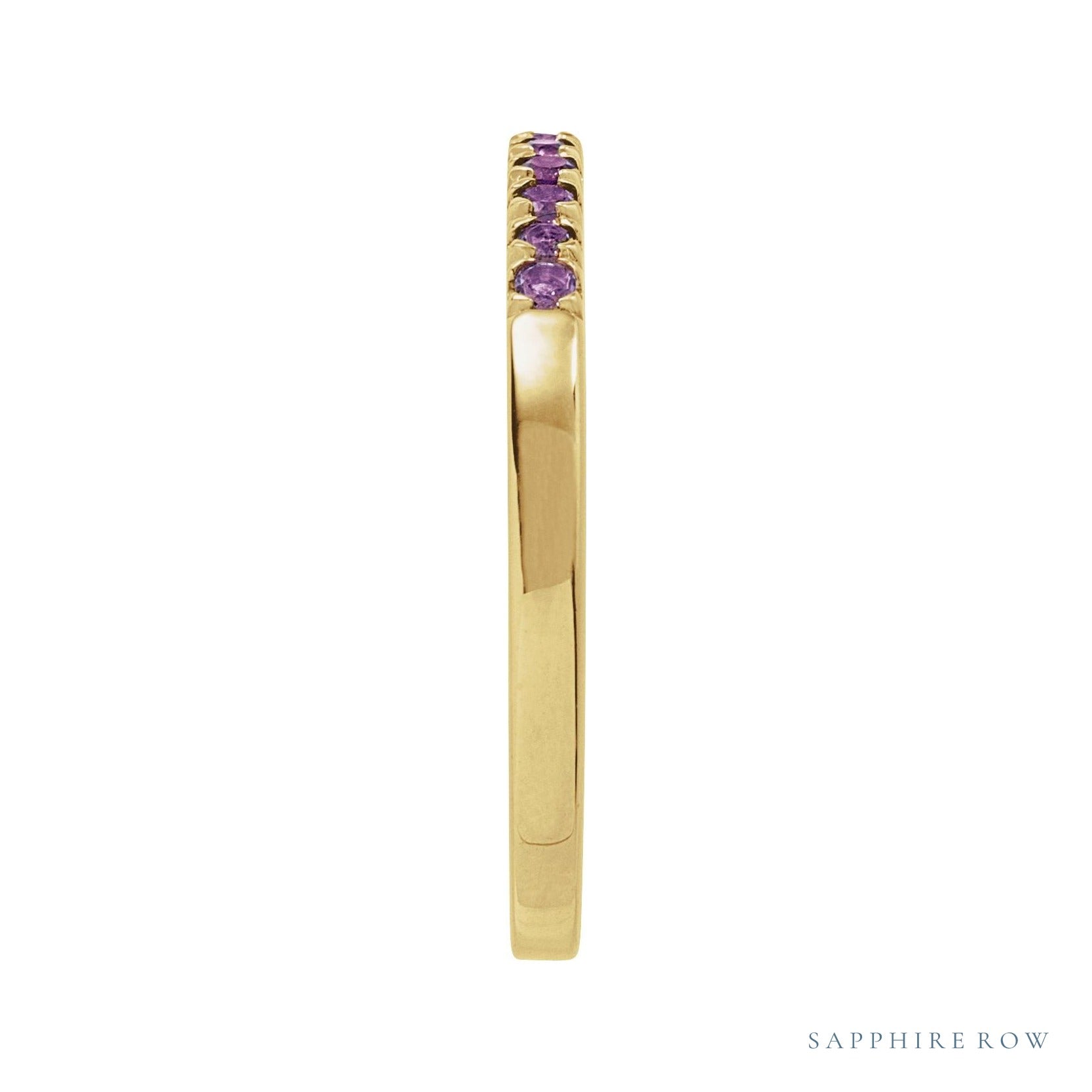 Sapphire Row Natural Birthstone Stacking Ring - Amethyst, 14K Yellow Gold (view 3)