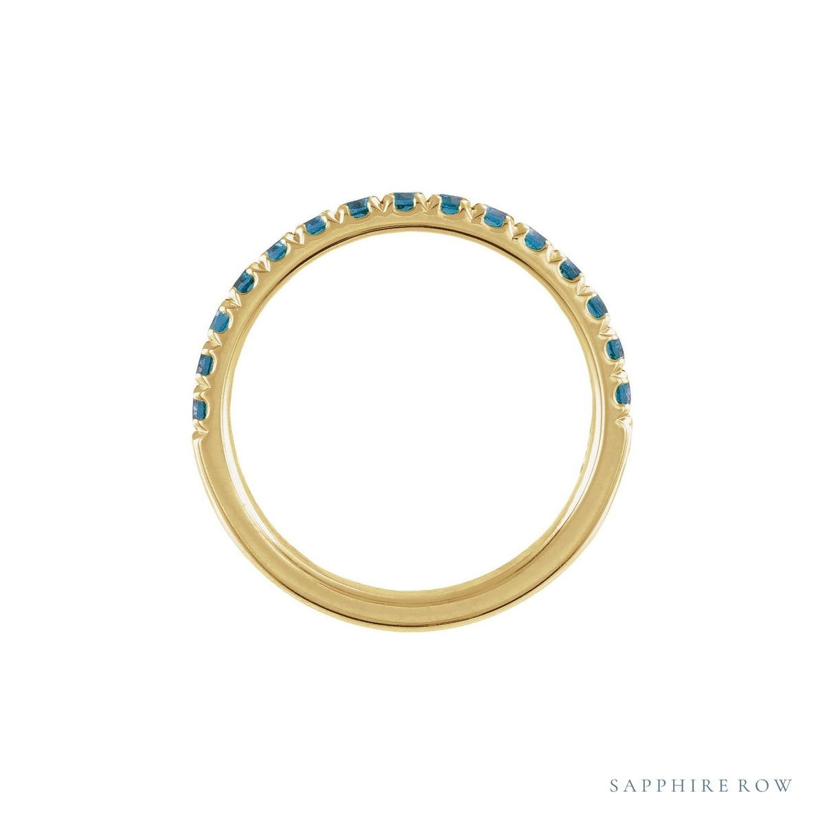 Sapphire Row Natural Birthstone Stacking Ring - London Blue Topaz, 10K Yellow Gold (view 2)