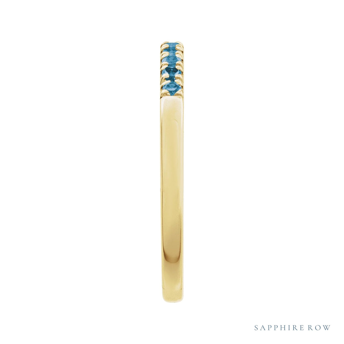 Sapphire Row Natural Birthstone Stacking Ring - London Blue Topaz, 10K Yellow Gold (view 3)