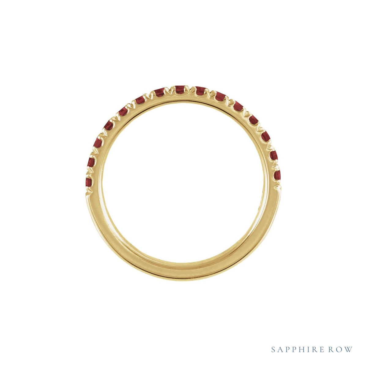 Sapphire Row Natural Birthstone Stacking Ring - Mozambique Garnet, 14K Yellow Gold (view 2)