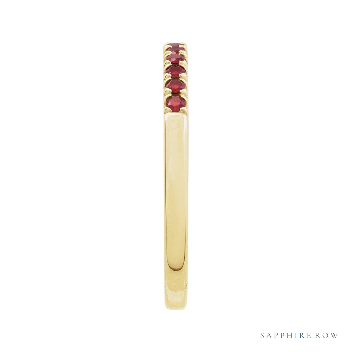 Sapphire Row Natural Birthstone Stacking Ring - Mozambique Garnet, 14K Yellow Gold (view 3)