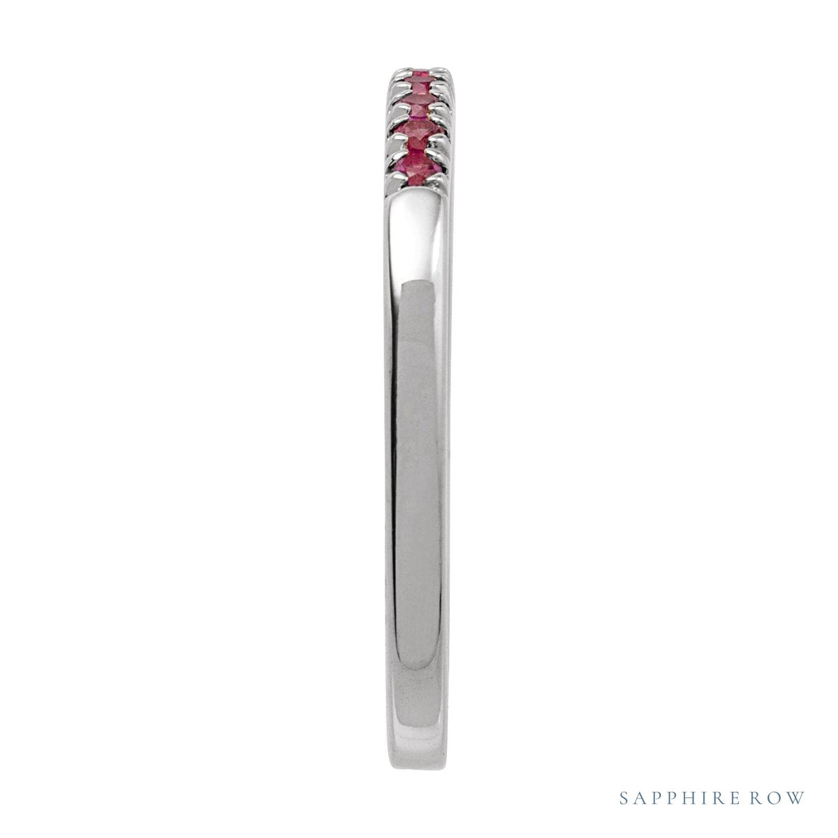 Sapphire Row Natural Birthstone Stacking Ring - Ruby, 10K White Gold (view 3)