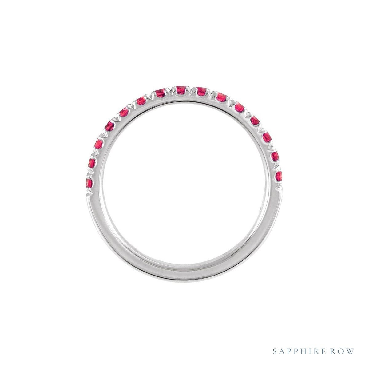 Sapphire Row Natural Birthstone Stacking Ring - Ruby, 14K White Gold (view 2)