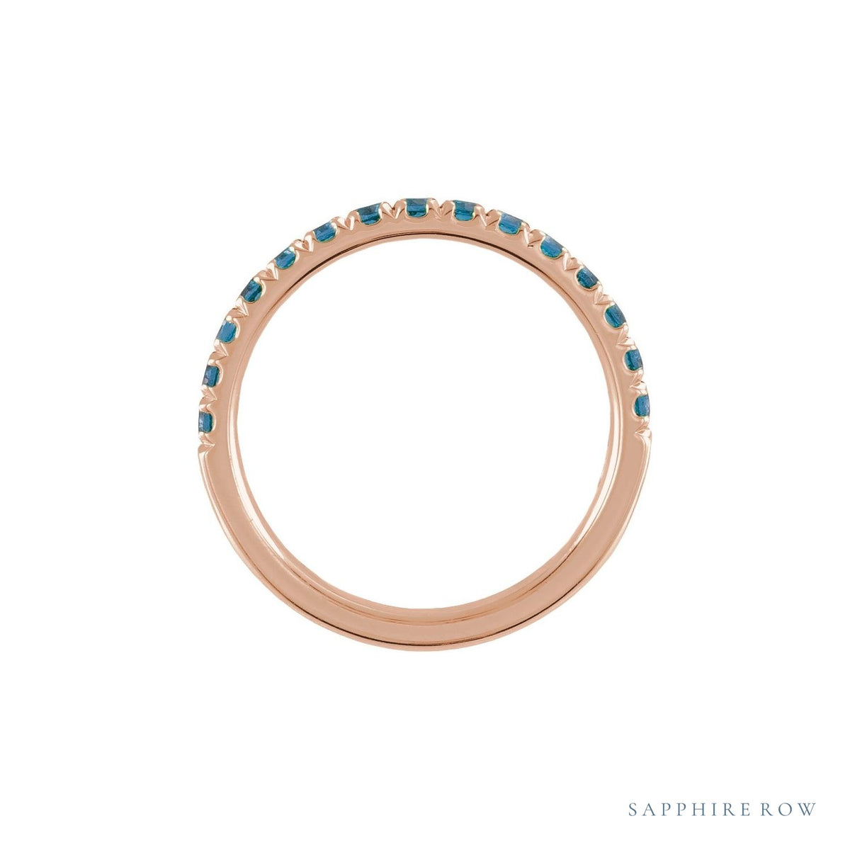 Sapphire Row Natural Birthstone Stacking Ring - London Blue Topaz, 10K Rose Gold (view 2)