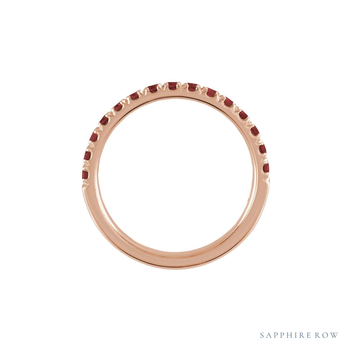 Sapphire Row Natural Birthstone Stacking Ring - Mozambique Garnet, 10K Rose Gold (view 2)