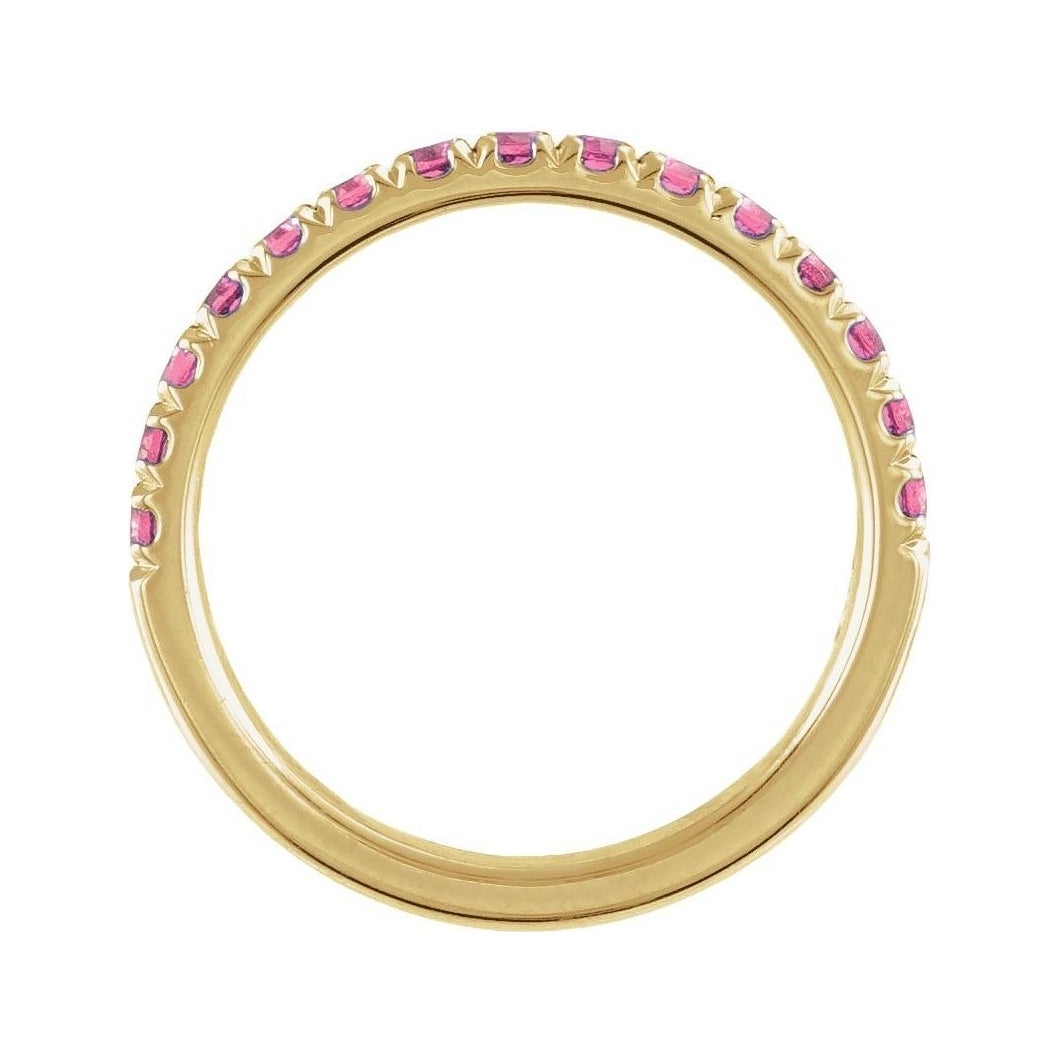 Sapphire Row Natural Birthstone Stacking Ring - Pink Tourmaline, 10K Yellow Gold (view 2)