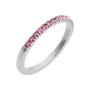 Sapphire Row Natural Birthstone Stacking Ring - Pink Tourmaline, 10K White Gold