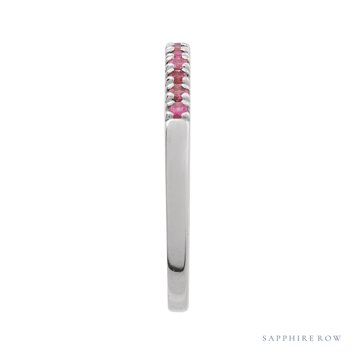 Sapphire Row Natural Birthstone Stacking Ring - Pink Tourmaline, 10K White Gold (view 3)
